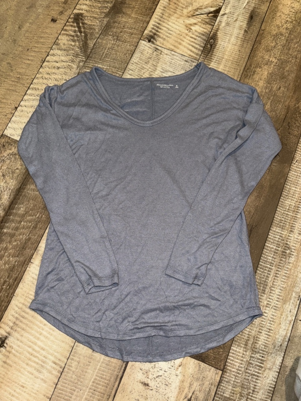 Abercrombie & Fitch Long Sleeve Scoop Neck Tee - Dusty Blue